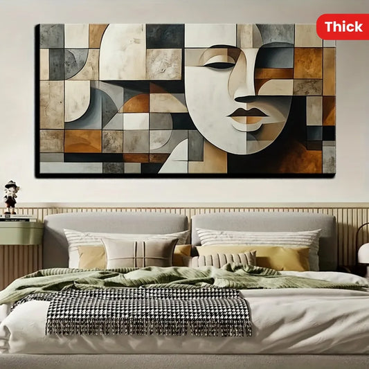 Hand Painted Oil Paintings In Abstract Shapes Pine Frame