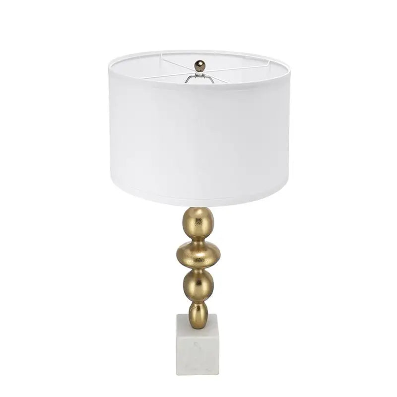Gold and White Table Lamp with Round Four Tier Body, Assembly Required, 15"x29.5", Perfect for Home Decor or Office Lighting