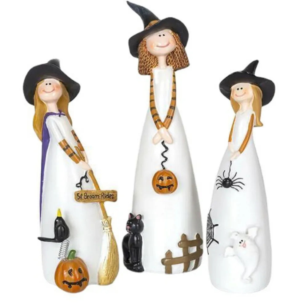 1/3pcs Halloween Witch Figurines And Statues Home Decor Resin Witches Cute Elf Sculpture
