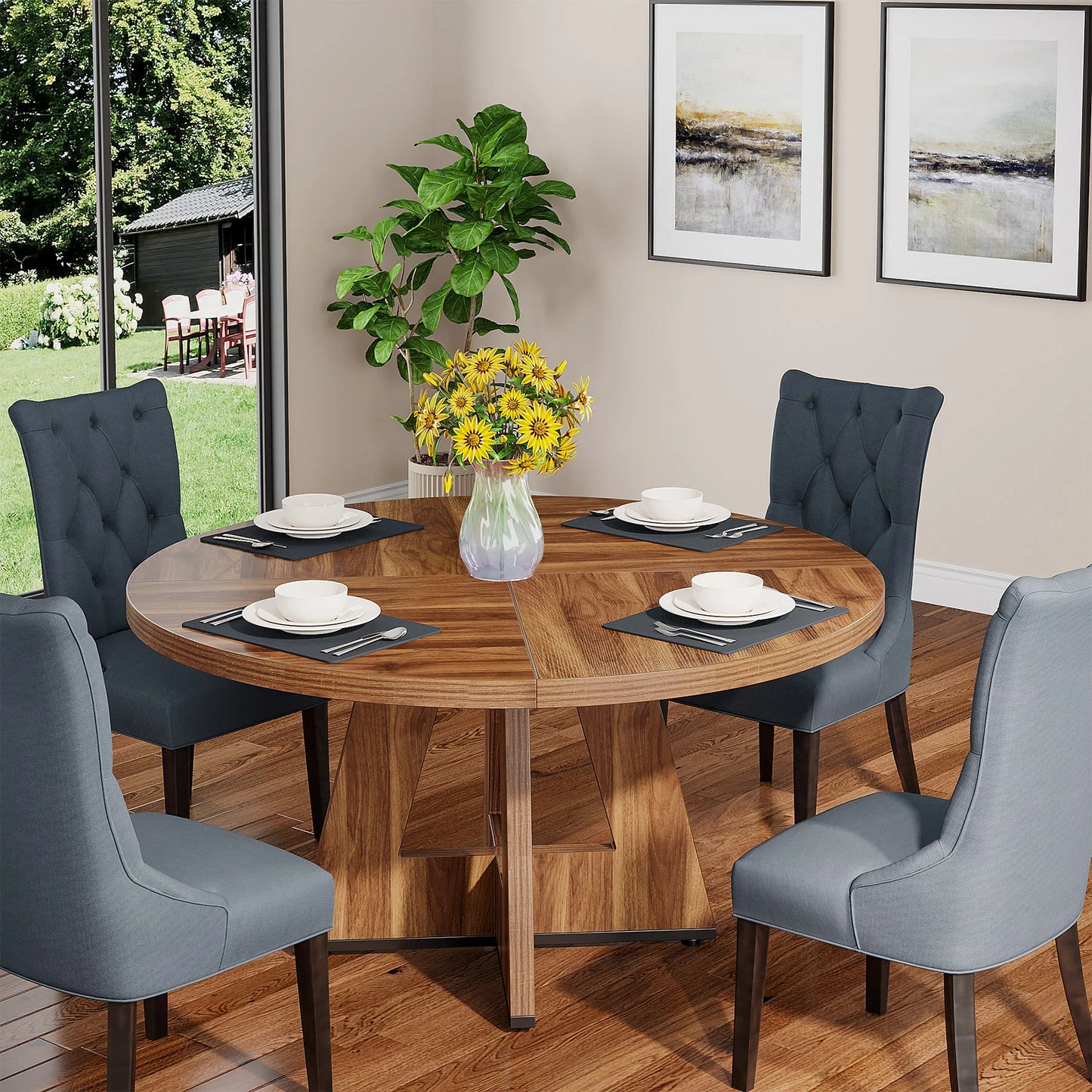 Tribesigns Round Dining Table for Cozy Gatherings and Meals