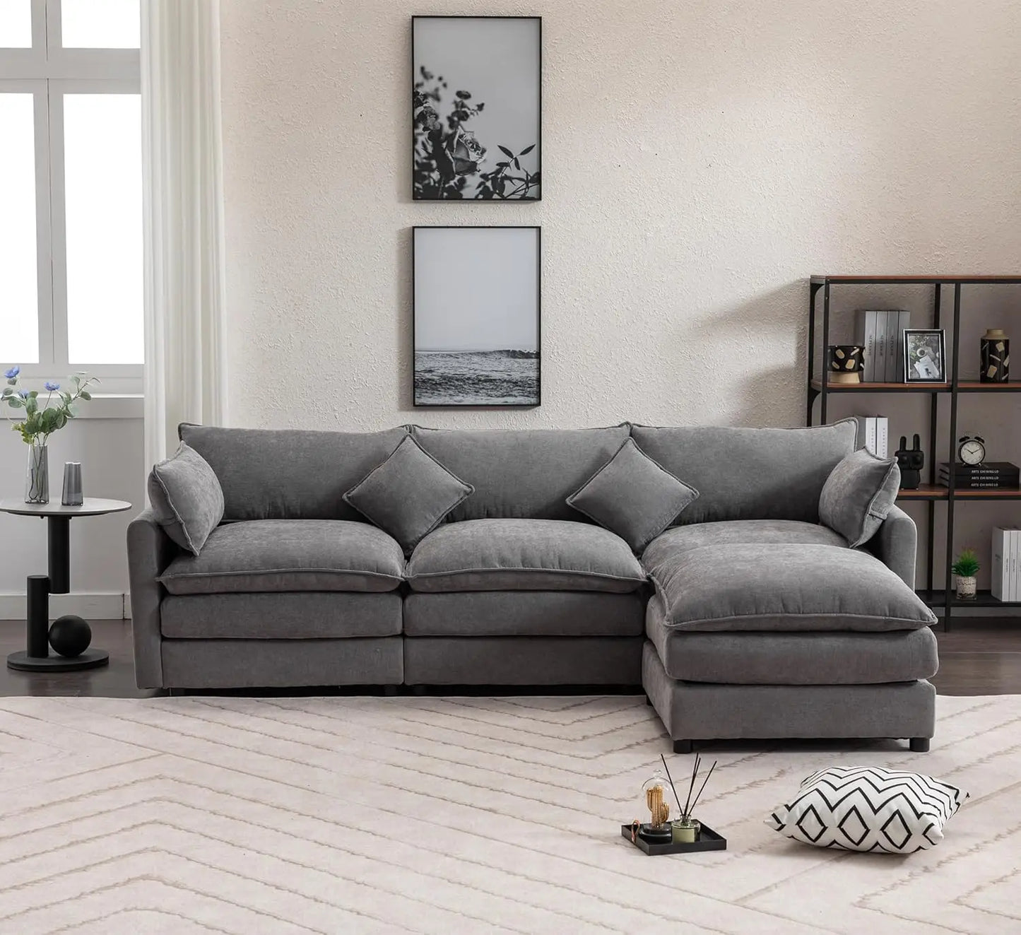100.39" Sectional Sofas for Living Room, Modular L-Shaped Sectional Sofa with Moveable Chaise Modern Deep Seat Couches