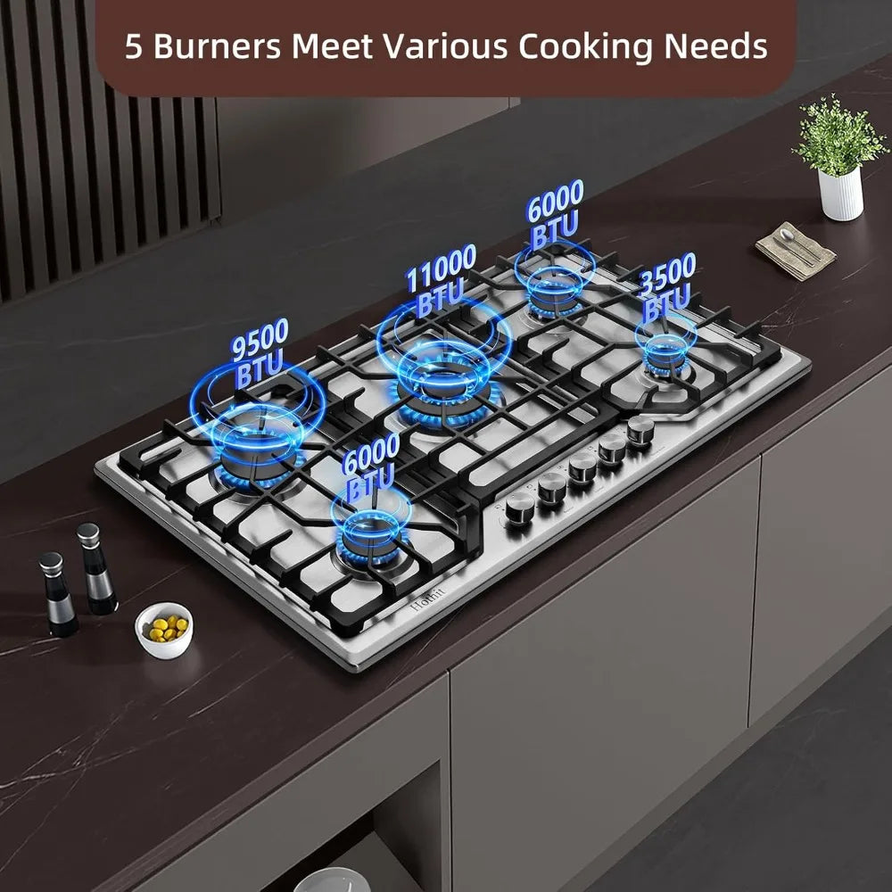 Five Burner Gas Cooktop Stainless Steel Range Top Propane