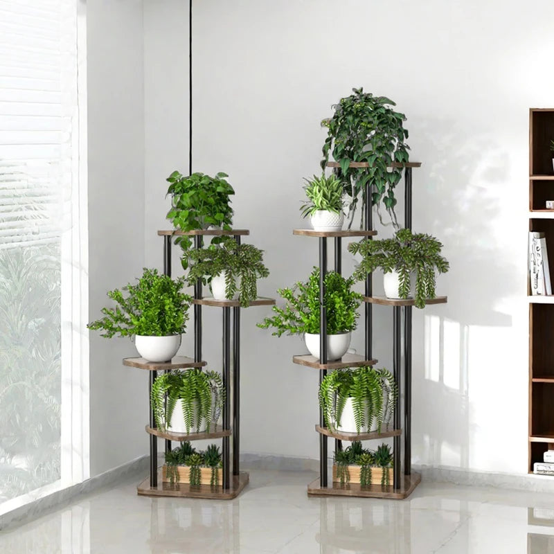 Elegant Metal Flower Stand Rack for Home and Garden Storage