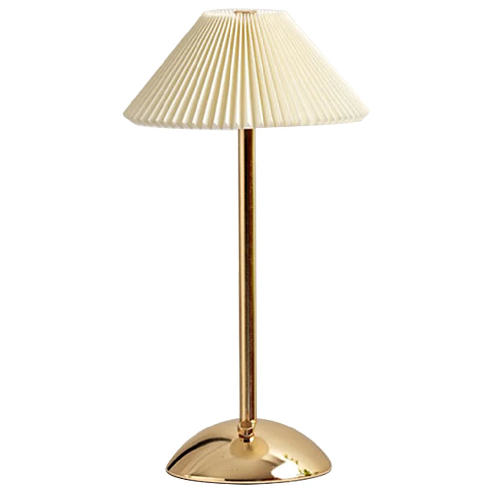 Nordic Pleated Table Lamp USB Charging Art Atmosphere Lamp Modern Style with Metal Base for Bedroom Living Room Decor