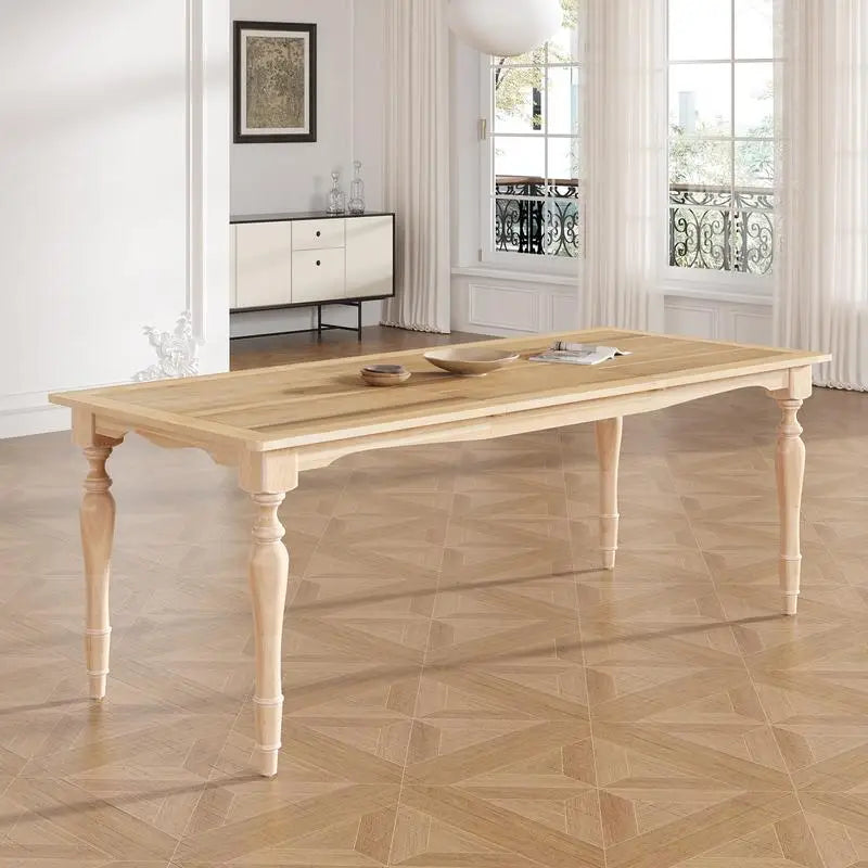 Vintage Traditional Extendable Dining Table 82.7" with Removable Leaf 23.6", Natural Finish