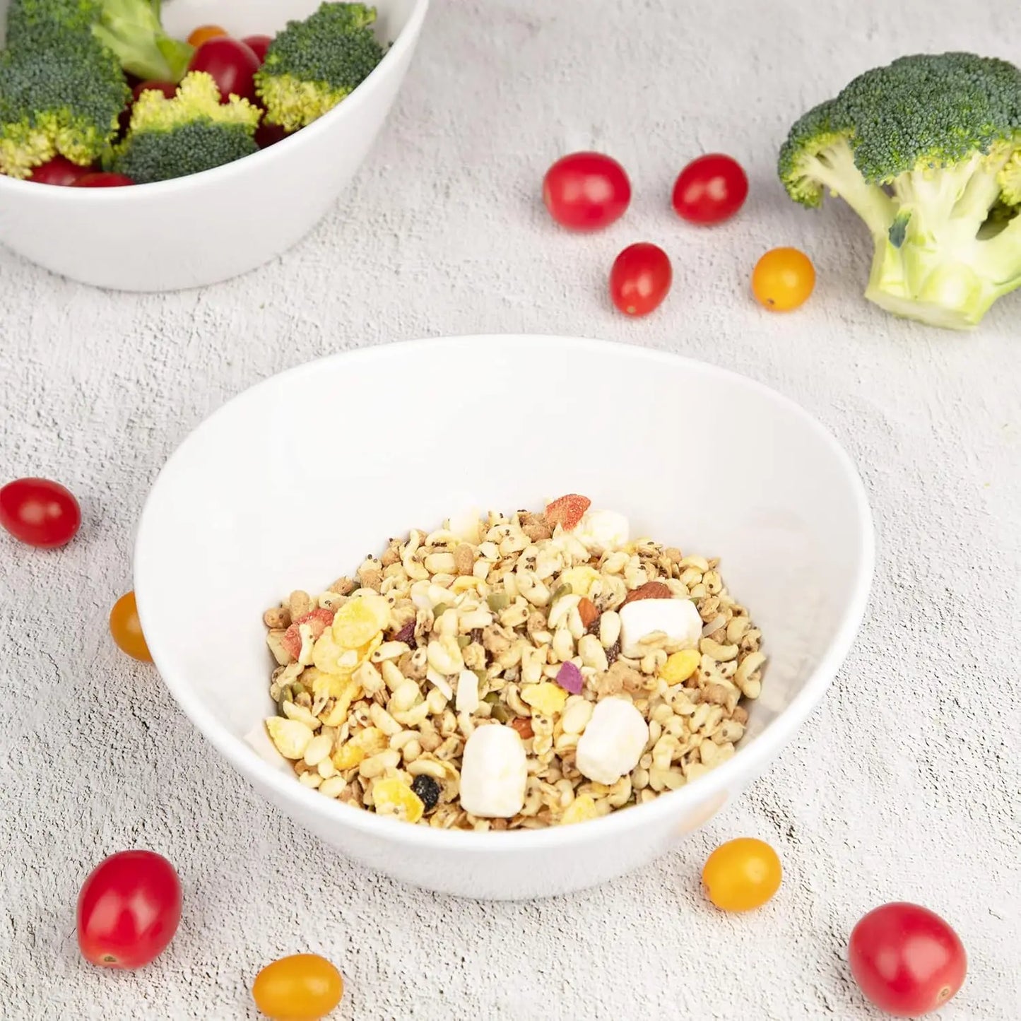 8" Serving Bowls, 42 Oz Porcelain Bowls Set of 4, Large Oval Ceramic Dessert Bowlsfor Salad Ice Cream Snacks Cereal Pasta Soup