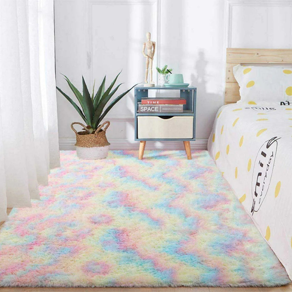Bedroom Carpet For Children's Room Cute Girls Floor Soft Mat Living Room Decoration White Fluffy Large Kids Bedside Rugs