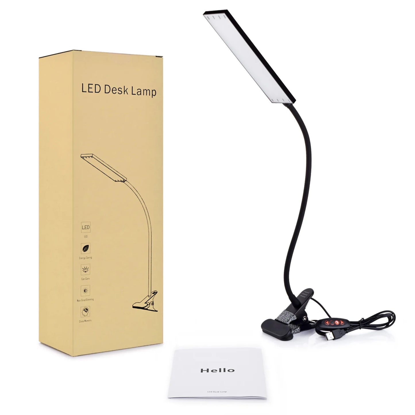 5W LED Clip on Desk Lamp with 3 Modes 11 Brightness  2M Cable Dimmer 14 Levels Clamp Table Lamp