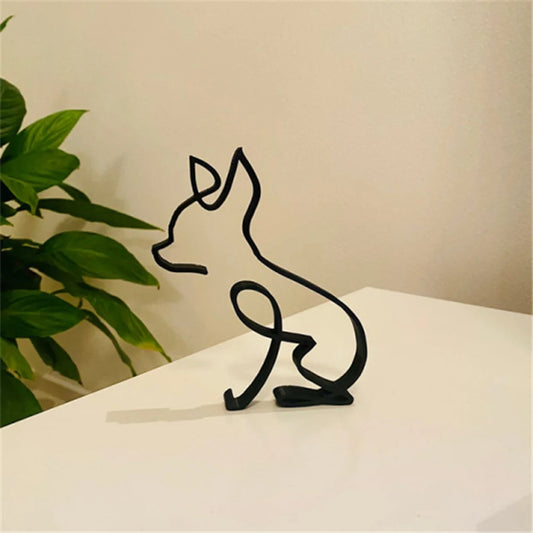 Abstract Simple Minimalist Metal Dog Art Sculpture Decoration Ornament Wall Art Home Office Desktop Modern Art Creative Decor