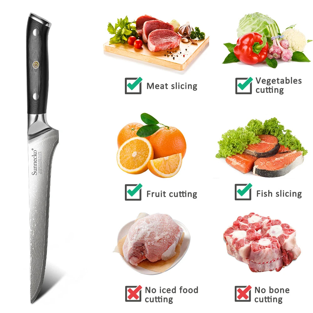 Classic VG10 Damascus Steel Boning Fillet Knife for Kitchen