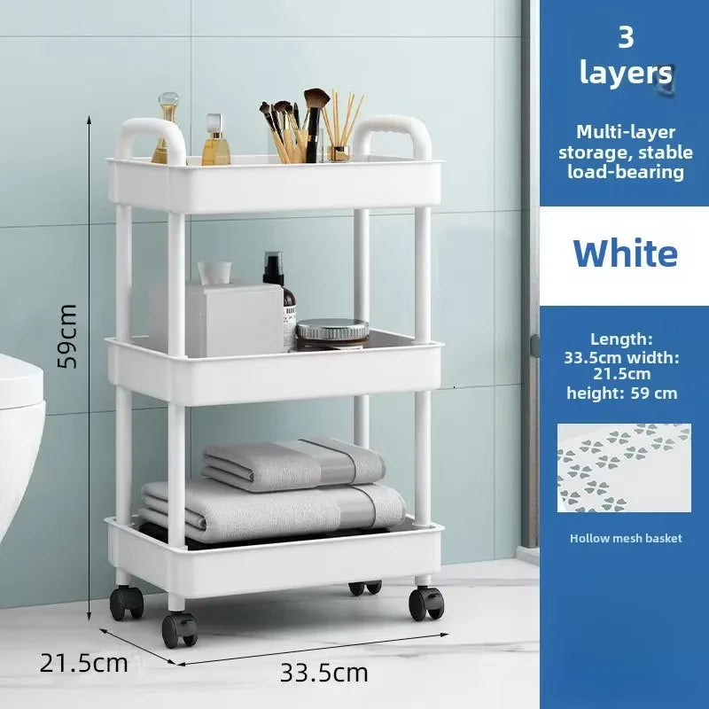 3/4-Tier Slim Rolling Storage Cart – Plastic Organizer with Adjustable Shelves & Wheels for Office, Kitchen, Bathroom