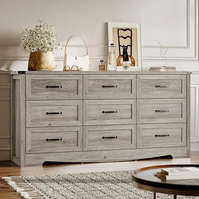 7-Drawer Dresser for Bedroom, Modern Wooden Chest of Drawers with Metal Handles, Anti-Tipping Design, Sturdy and Stable Storage