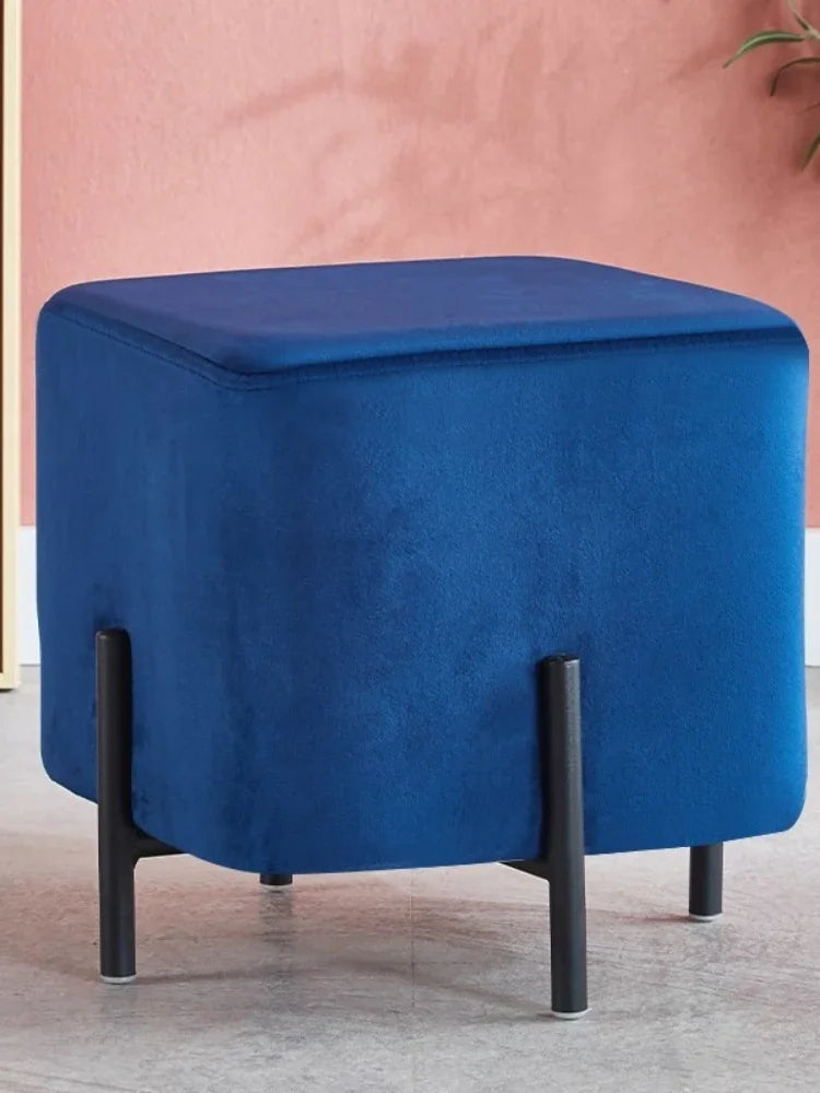 Velvet Dressing Stool With Gold Legs Tassel Ottoman Bench