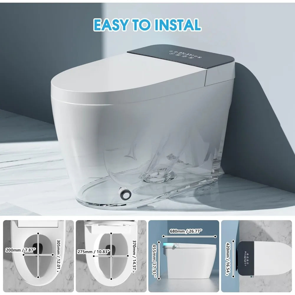 Smart Tankless Toilet With Heated Bidet And Auto Flush