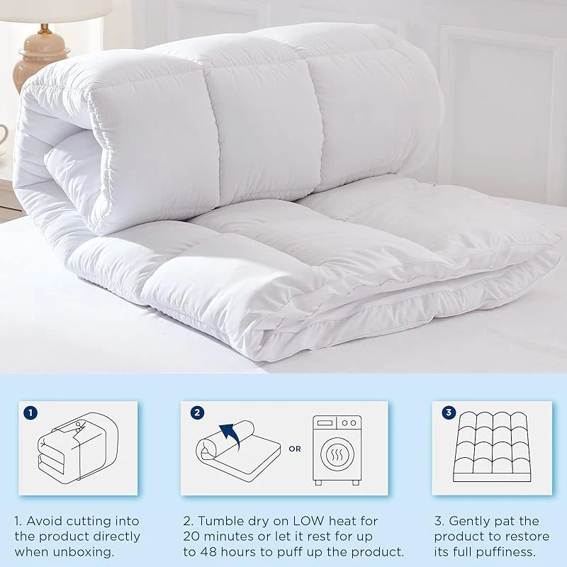 Extra Thick Mattress Topper, 600gsm Cooling Mattress Pad Cover for Deep Sleep,3D+7D Snow Down Alternative Fill Plush Pillow Top