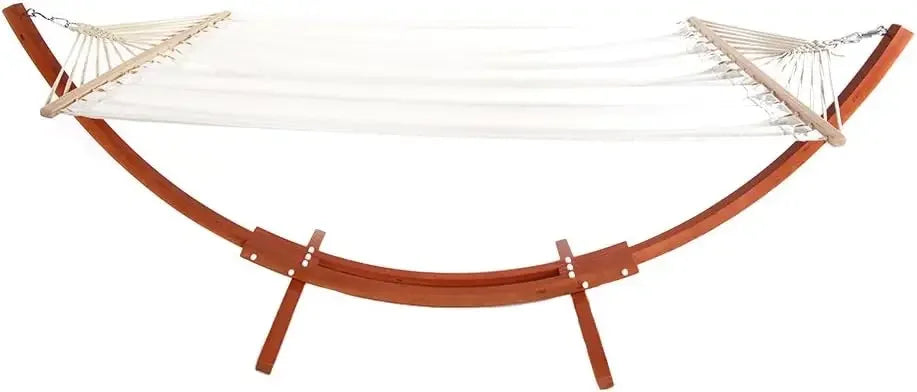 Double Hammock with Wood Arc Stand Outdoor Furniture for Adults and Babies