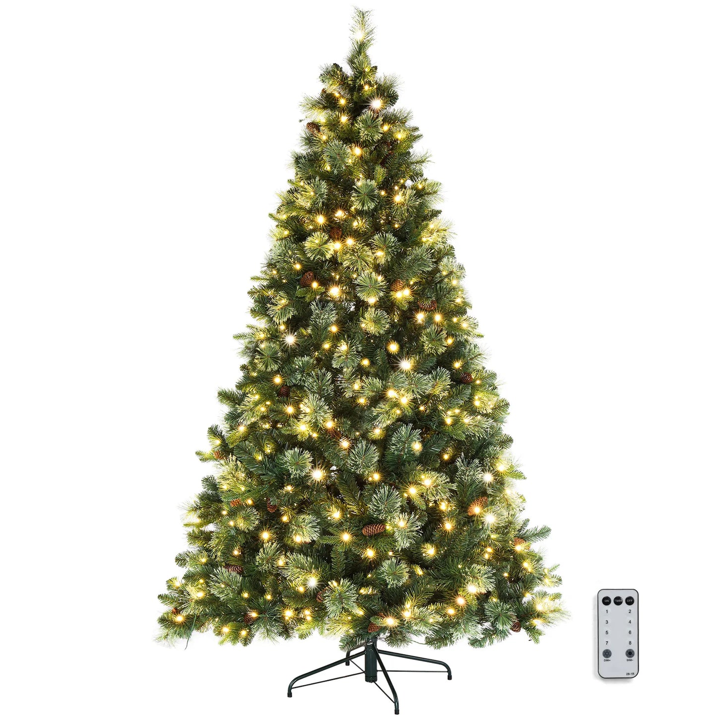 "6ft Auto Tree Structure, PE/PVC, 500 Warm Lights, 9 Modes, Remote Control, 900 Branches with Pine Needles, Green Christmas Tree