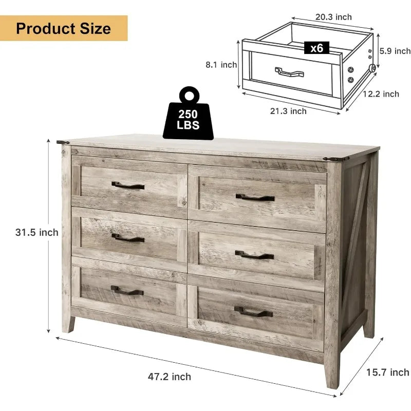 4PCS Farmhouse Dresser Set，2 Drawer Nightstand Set of 2 with USB. Light Rustic Oak
