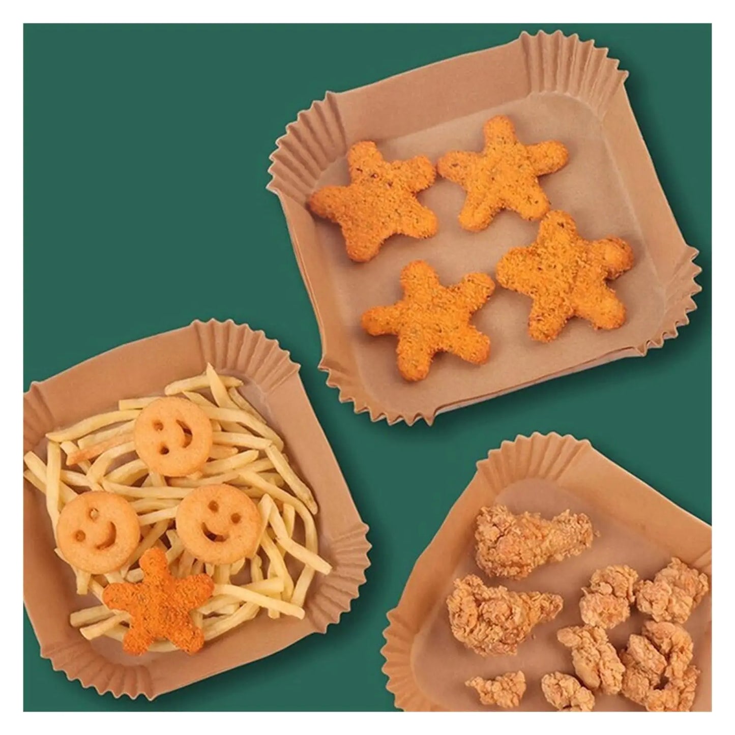 [In Stock] 50/100PCS Disposable Air Fryer Paper Liners | Non-Stick Oil-Proof Baking Parchment Sheets