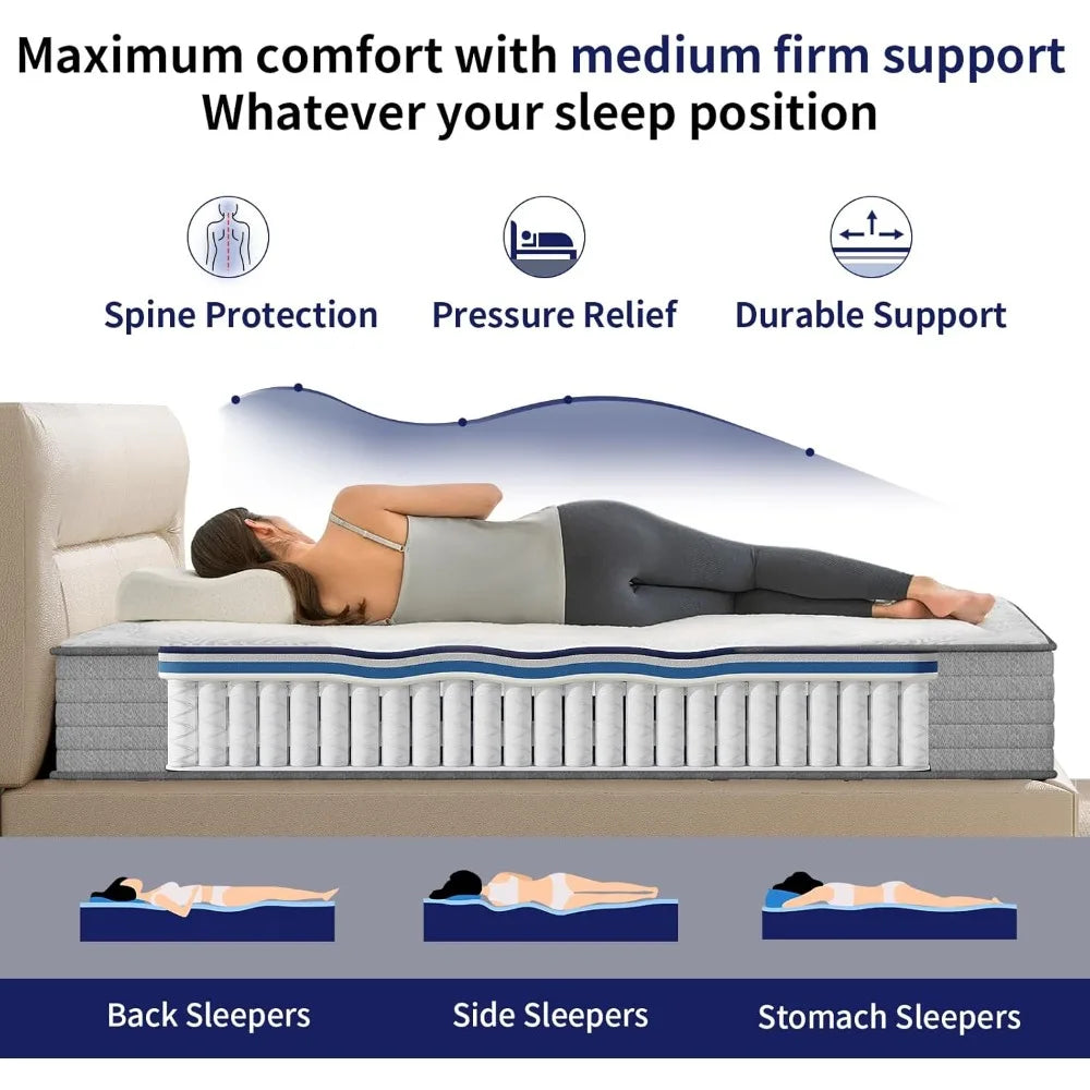 ANGDUO Hybrid Mattress In A Box Memory Foam And Springs