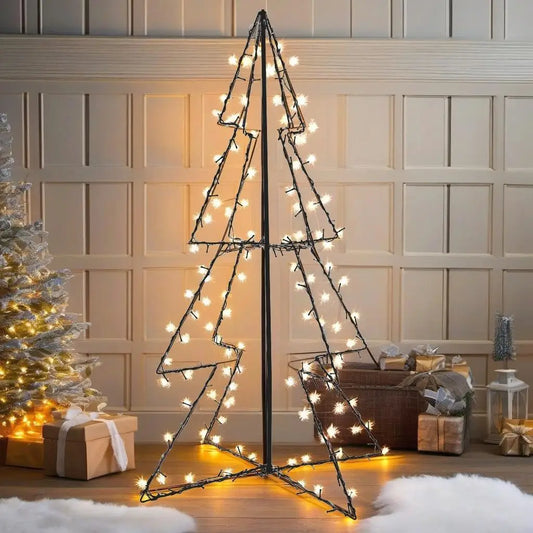 30.7x47.2 Inch Christmas Cone Tree with 160 LEDs for Indoor & Outdoor Holiday Decor