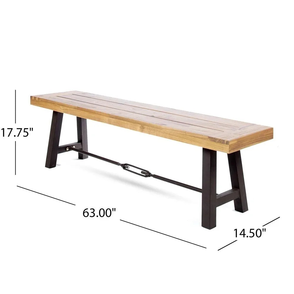 3 Piece Wood Outdoor Furniture Set Two Benches One Table