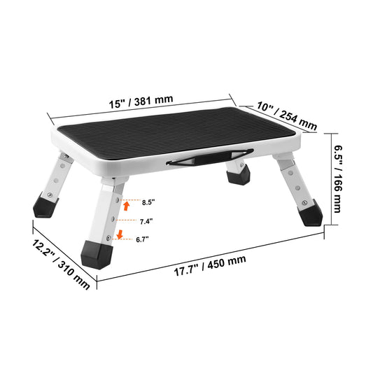 SucceBuy Step Stool 1 Step 330 lbs Capacity Adjustable Height Toddlers Adults Non Slip Sturdy For Office Pets Bathrooms Bedrooms