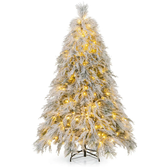 6 FT Pre-Lit Artificial Christmas Tree w/ 519 PVC & Pine Needles & PE Tips