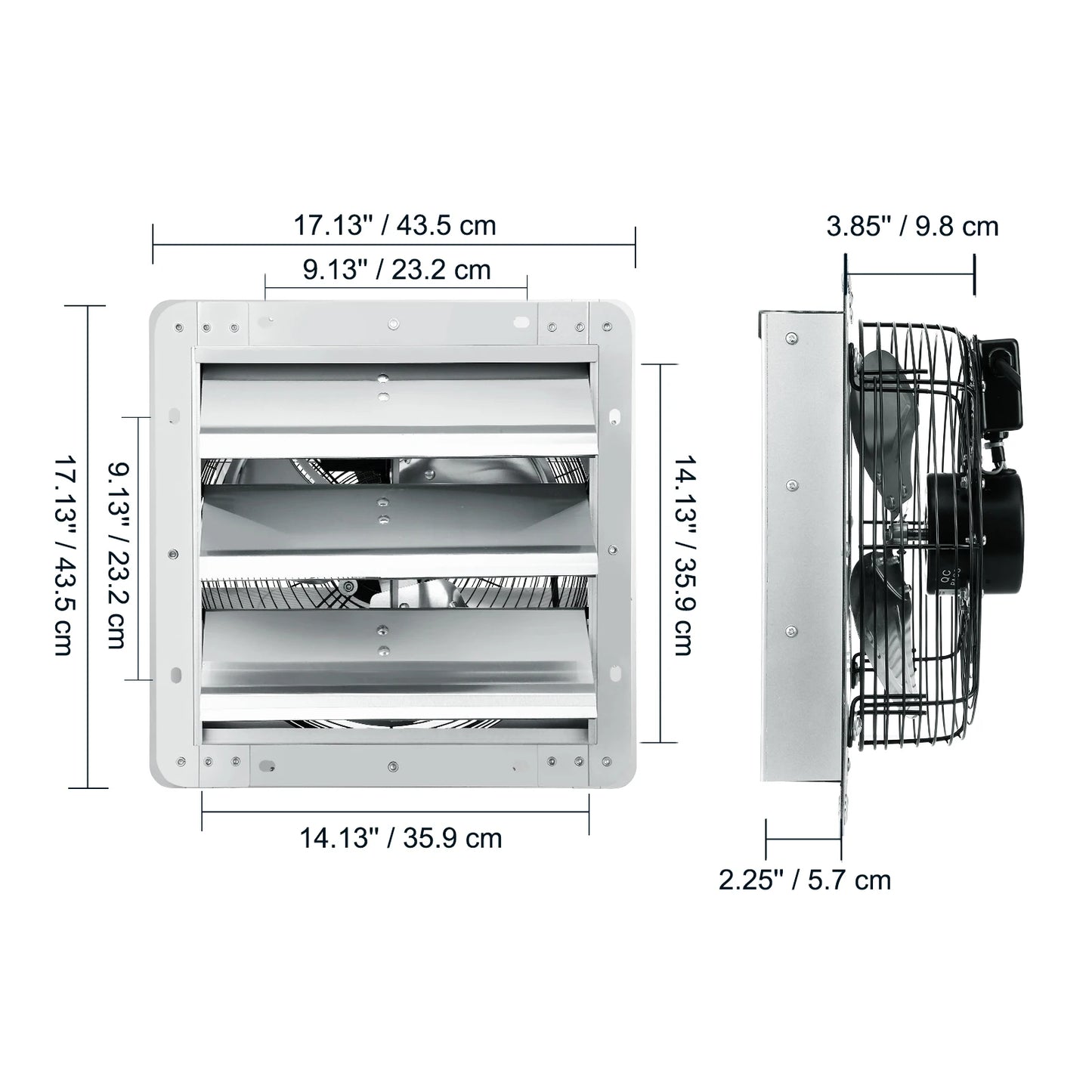 SucceBuy Shutter Exhaust Fan AC/ EC-motor 10-Speed Adjustable Wall Mount Attic Ventilation and Cooling for Greenhouses Garages