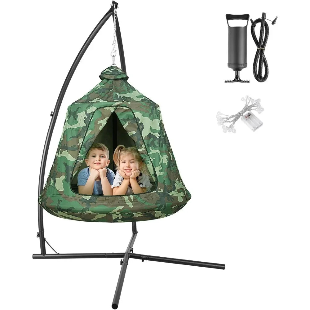Hanging Hammock X-Stand with Tree Tent – Multi-Use Metal Stand for Indoor Swing & Outdoor Egg Seat