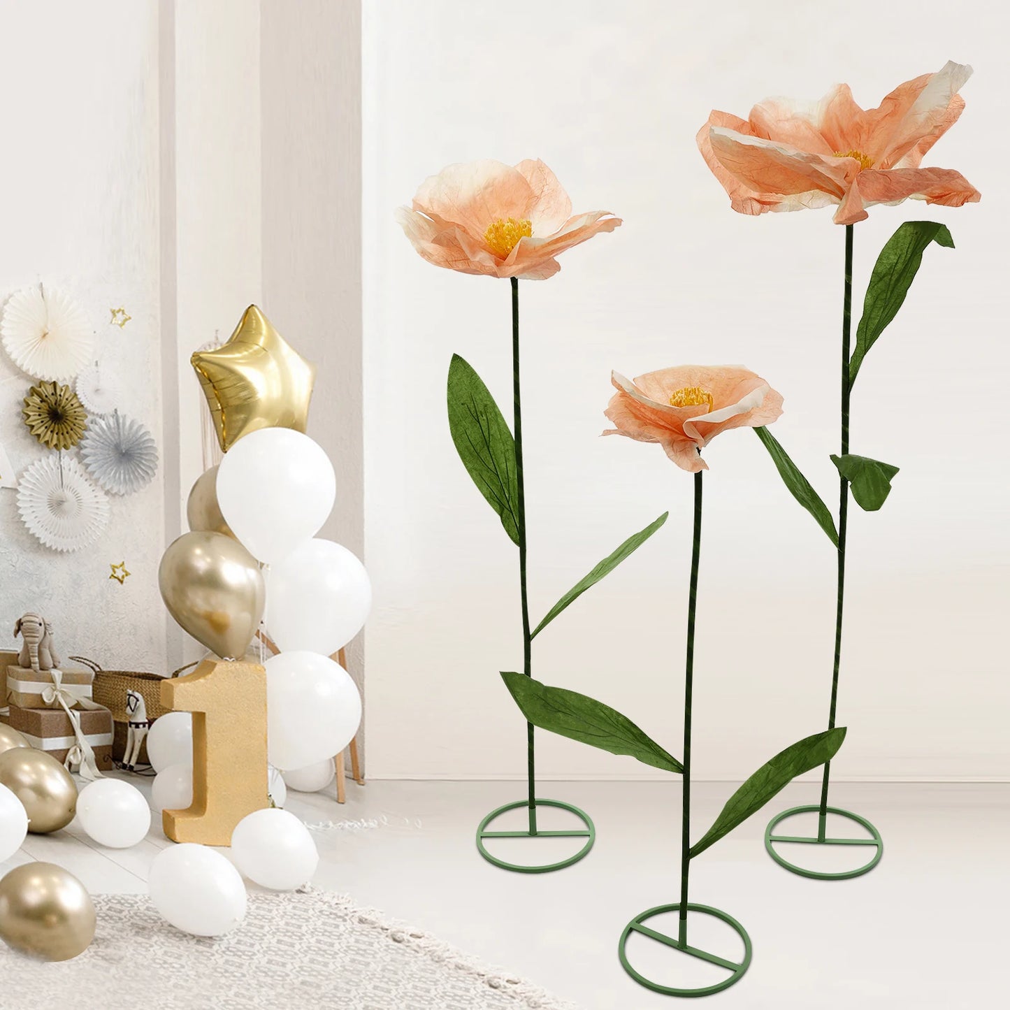180cm Large Artificial Flowers Floral Decoration for Wedding Birthday Party Banquet Background Arrangements Blue/Champagne