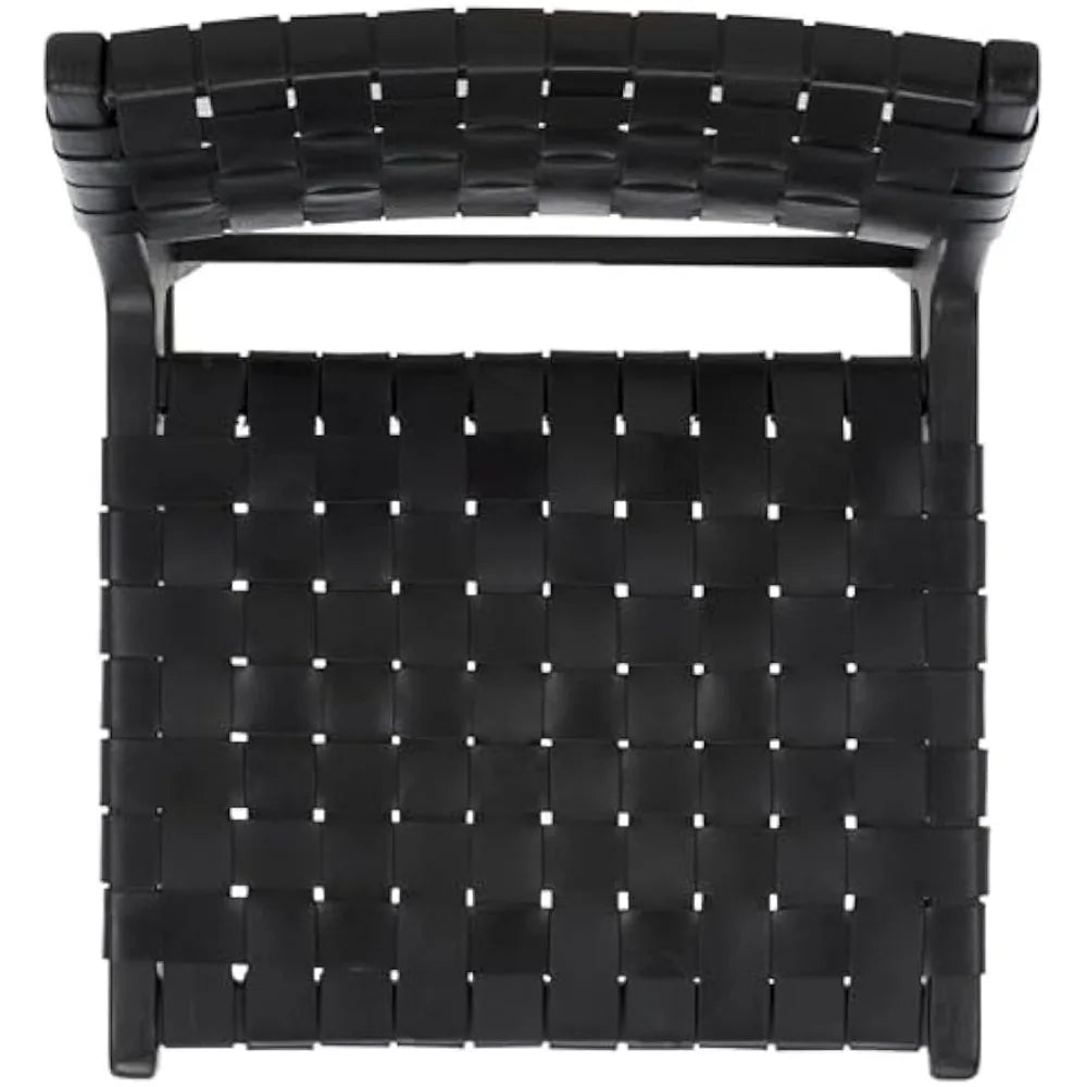 Home Collection Taika Black Woven Leather/Black Solid Wood Dining Chair Set of 2 (Fully Assembled)