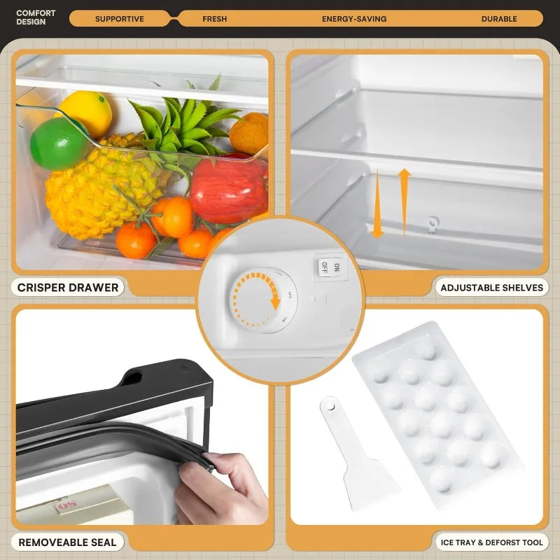 4.5 Cu.Ft Mini Fridge with Freezer, Small Refrigerator with 2 Doors for Kitchen, Dorm, Office and Bedroom, Mini Fridge