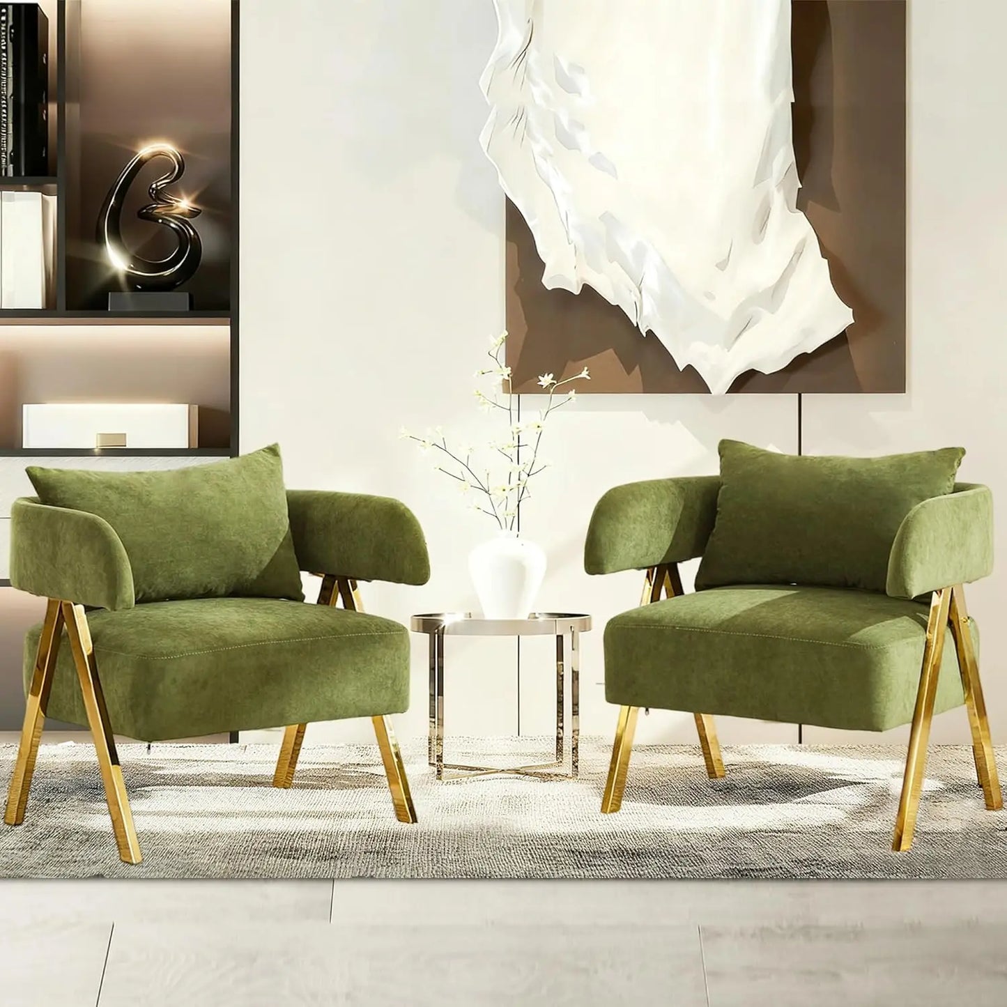 Modern Pink Accent Chairs Set of 2, Velvet Barrel Accent Chair for Living Room Bedroom, Comfy Reading Armchairs