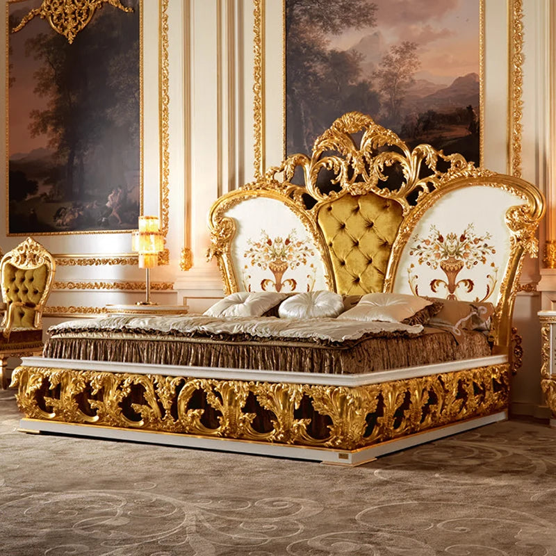 Solid Wood European Bed Italian Style Comfortable Furniture