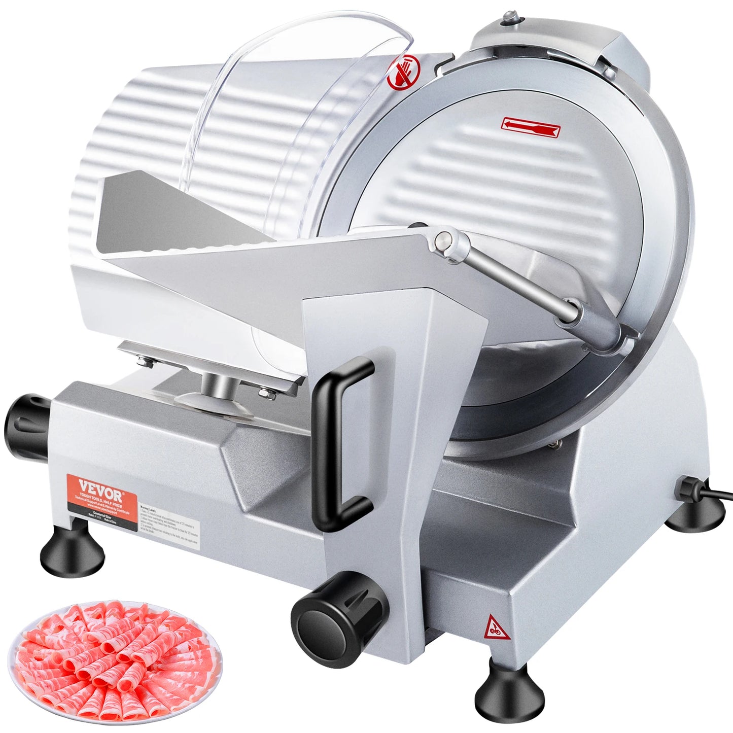 VEVOR 240W Commercial Meat Slicer Electric Deli Food Slicer "10" Carbon Steel Blade Electric Food Slicer Kitchen Appliances