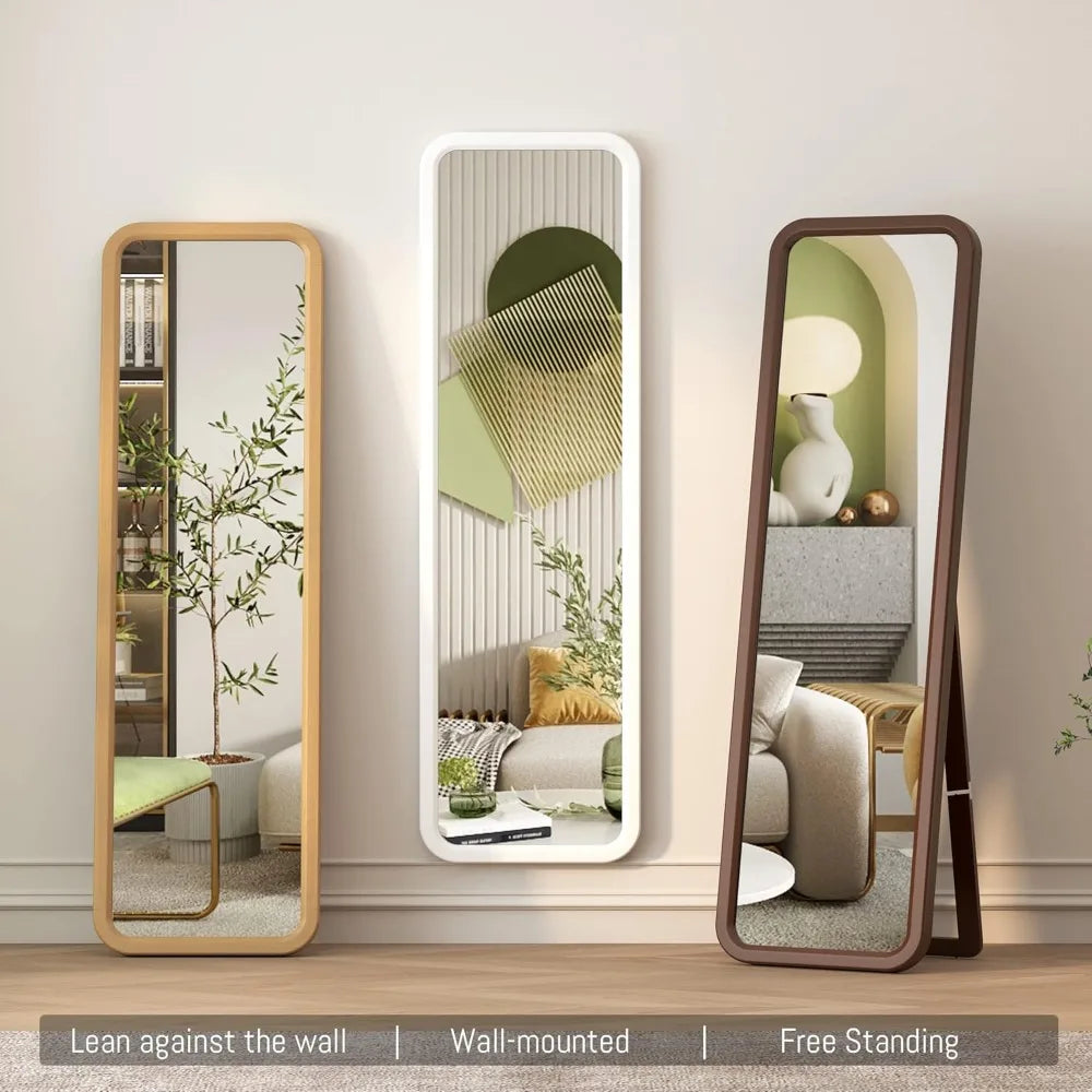 Elegant Wooden Full-Length Mirror for Bedroom Vanity and Decor