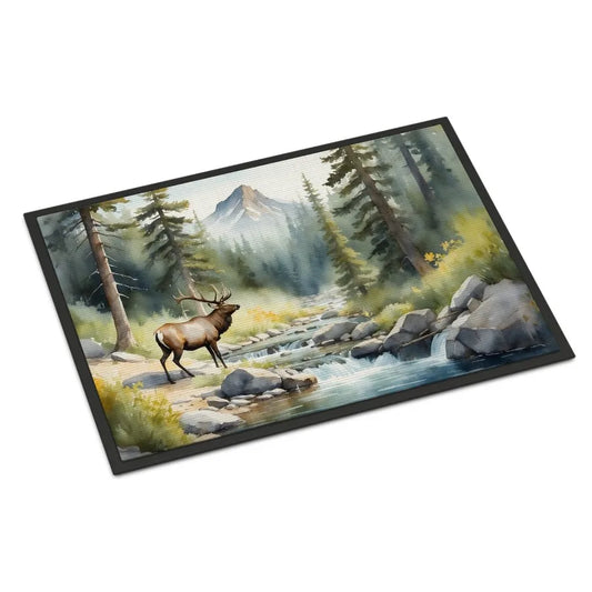 Mountain Stream Elk Doormat Front Door Mat Indoor Outdoor Rugs for Entryway Non Slip Washable Low Pile 24H X 36W