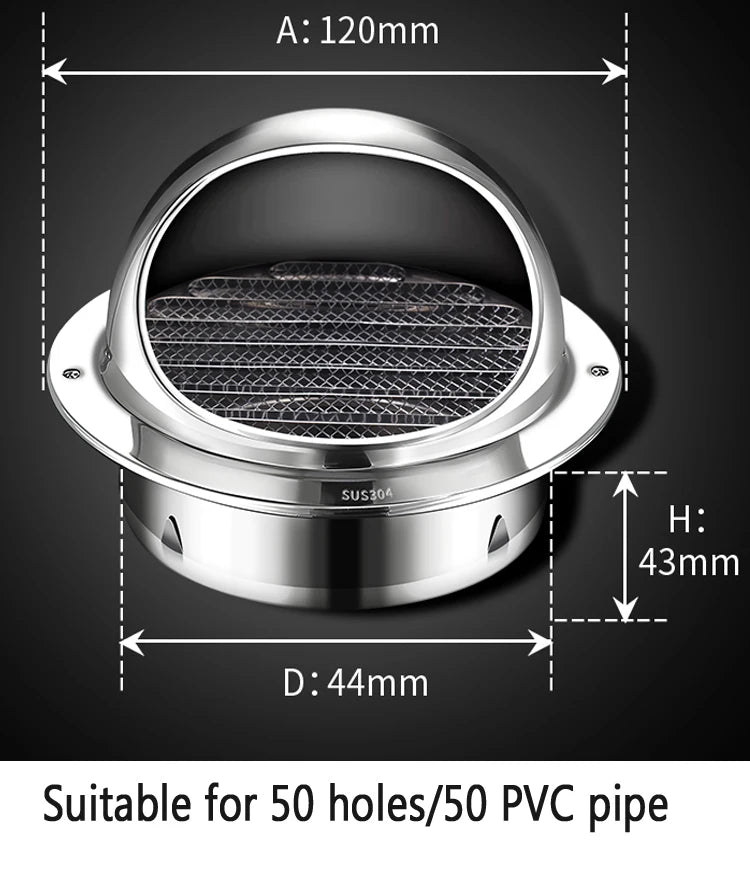 Stainless Steel Wall Ceiling Air Vent Ducting Ventilation Exhaust Grille Cover Outlet Heating Cooling Waterproof Vents Cap