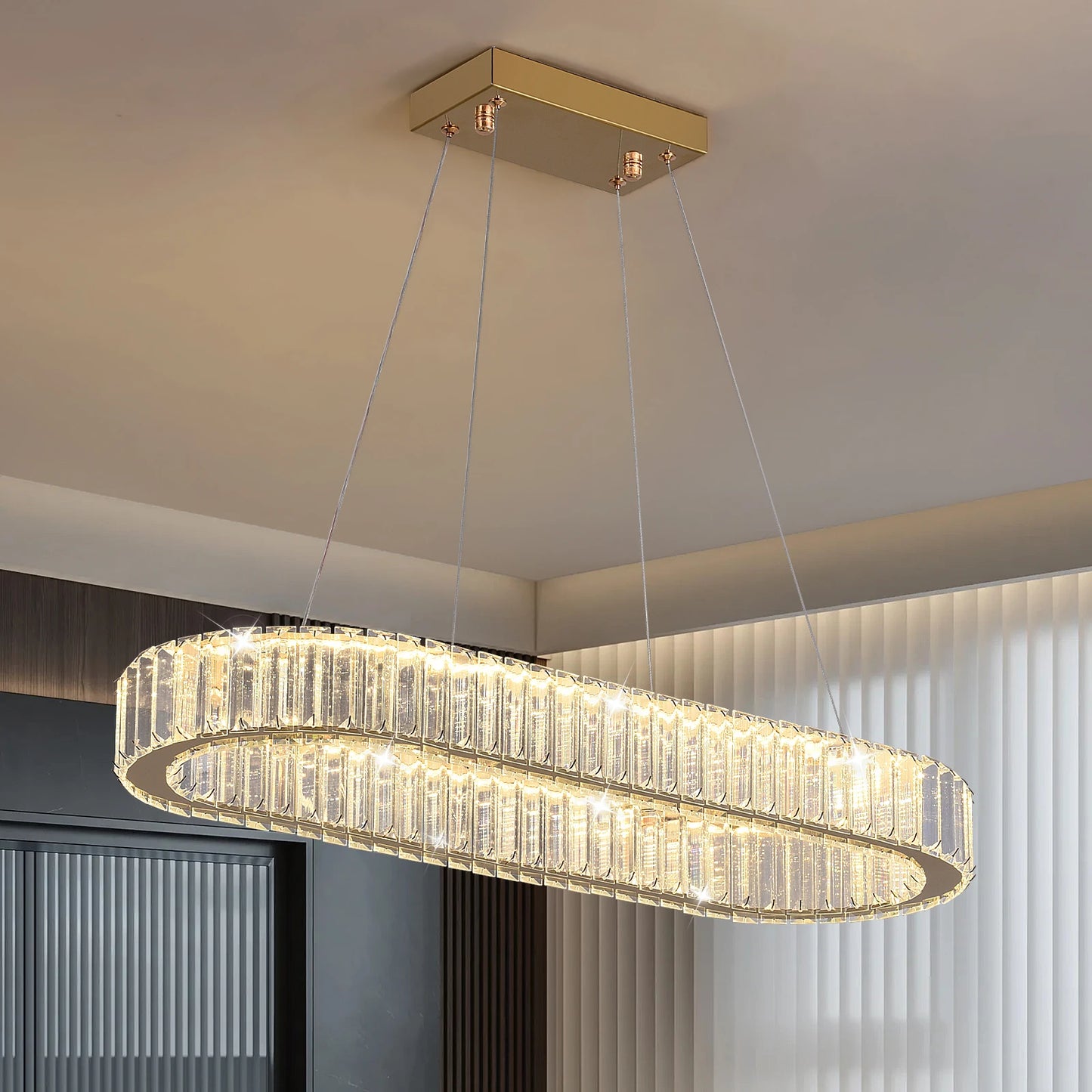 Led Oval Pendant Light Modern Kitchen Island Chandelier Hanging Ceiling Lamp Dining Table Living Room Crystal Decor Lutre Fixtur