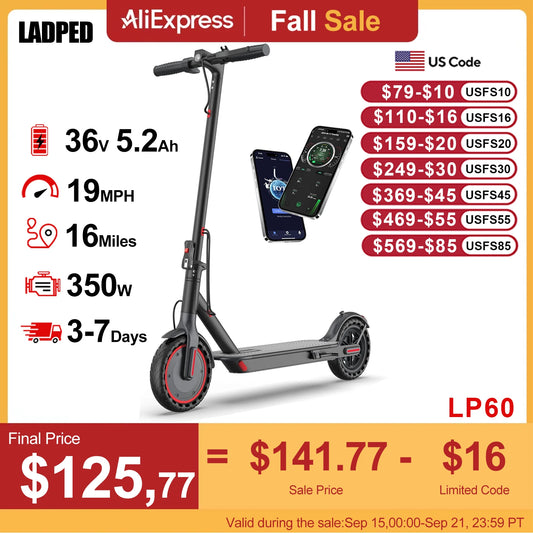 Ladped LP60 Folding Electric Scooter 350W 19mph App Control
