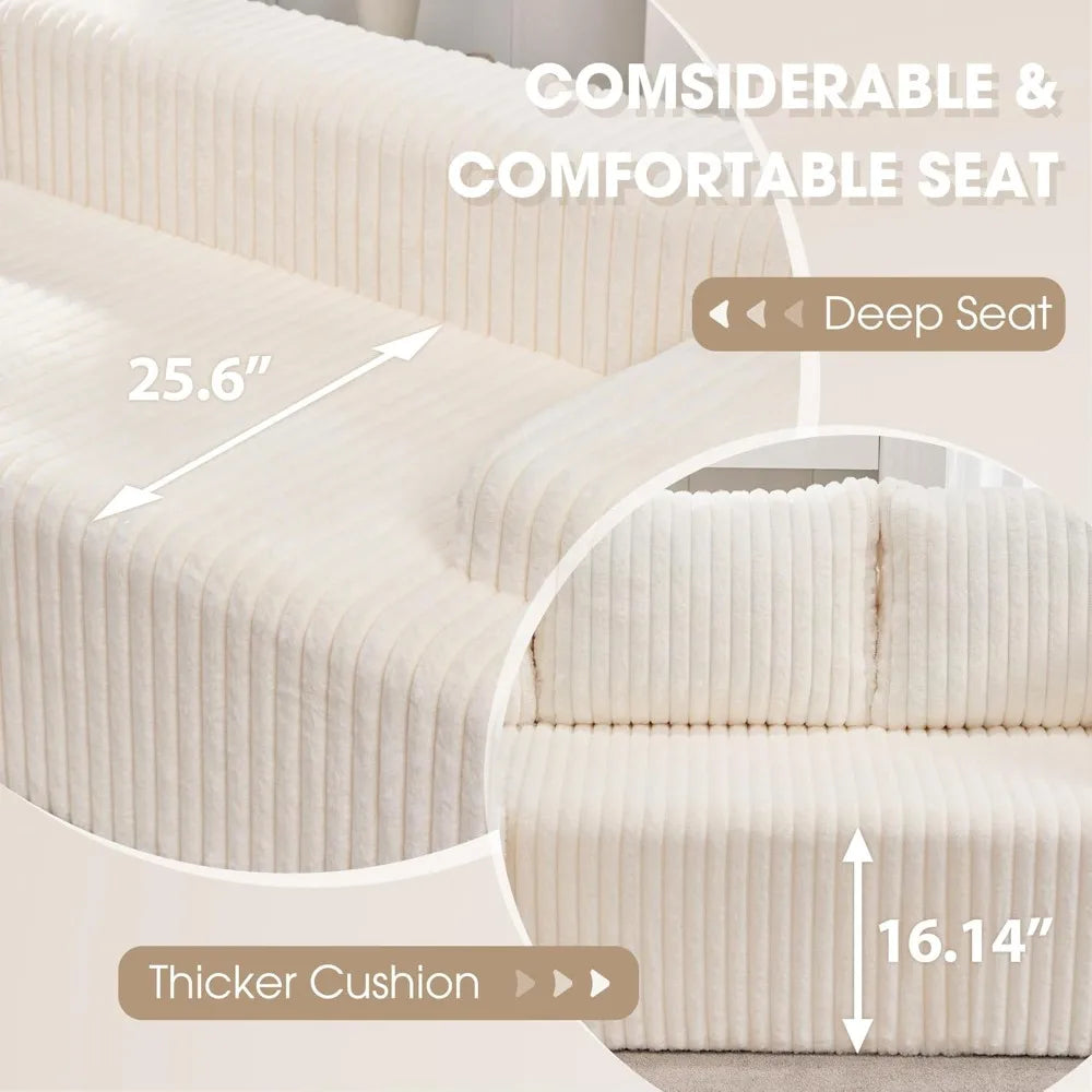 96“ Modular Sectional Sofa Couches L-Shape Couch 3 Seat Modular Sofa Memory Foam Sectional Couches for Living Room, Cloud Couch