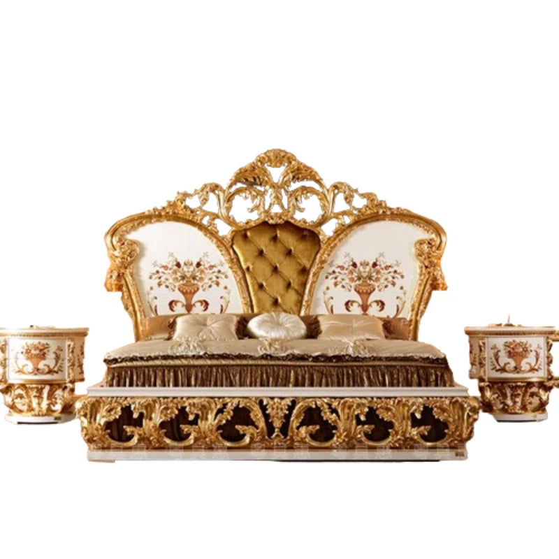 Solid Wood European Bed Italian Style Comfortable Furniture