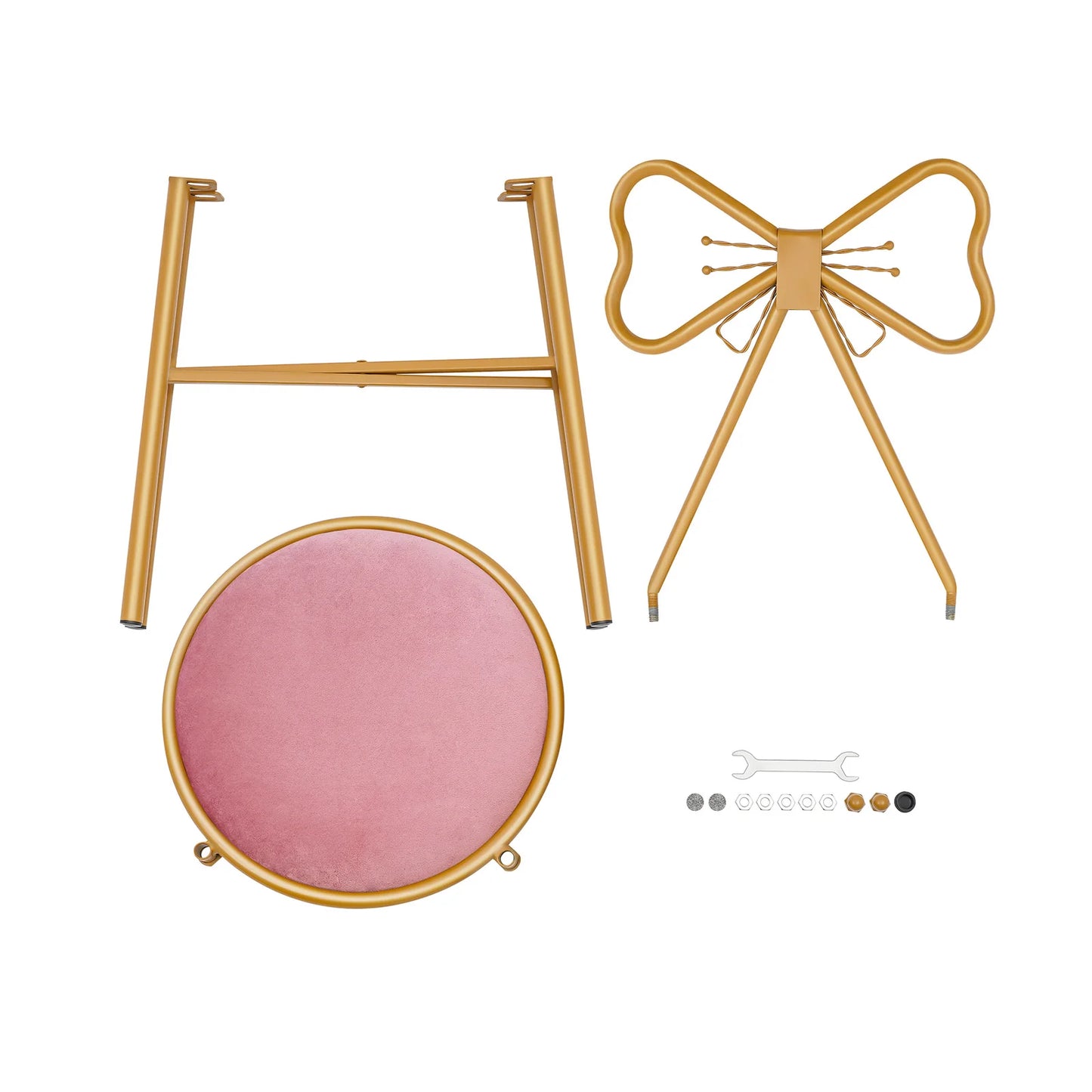 Butterfly Backrest Vanity Stool Velvet Makeup Chair