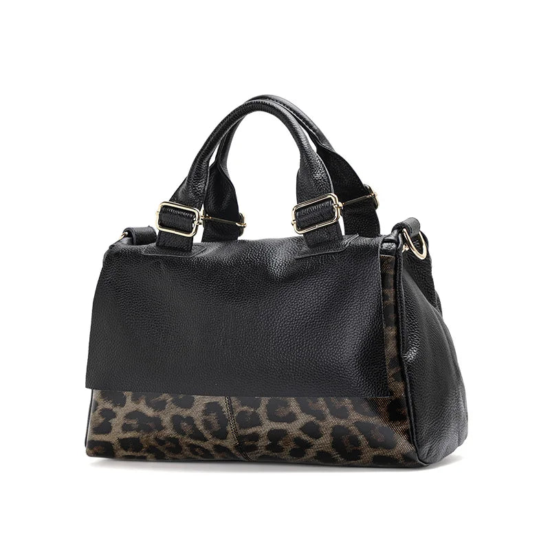Aidrani Genuine leather handbag 2024 women's fashion bag premium leopard print luxury brand top cowhide bag