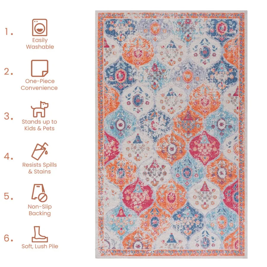 Naar 2x3 Cream Area Rug Washable Area Rugs LowPile NonSlip NonShedding Foldable KidPet Friendly Area Rugs for living room bedro