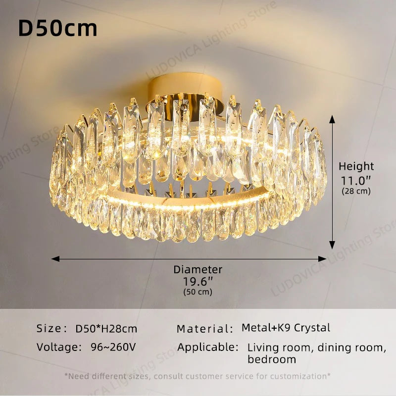 Nordic Luxury Crystal Ceiling Lamp Villa Large Hall Living Room Dining Room Ceiling Light Interior Home Decor Fixture