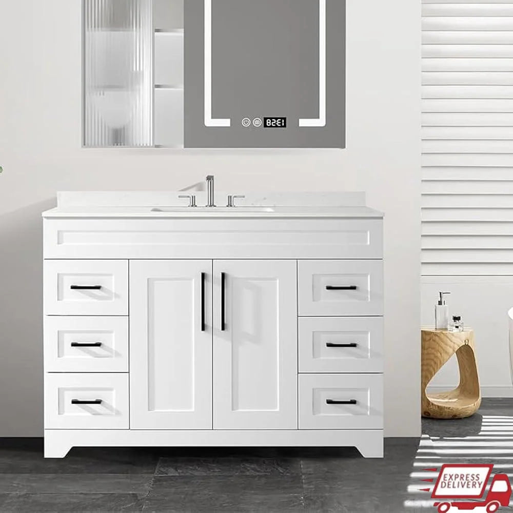 XMSJ Modern Bathroom Vanity With Engineered Marble Sink