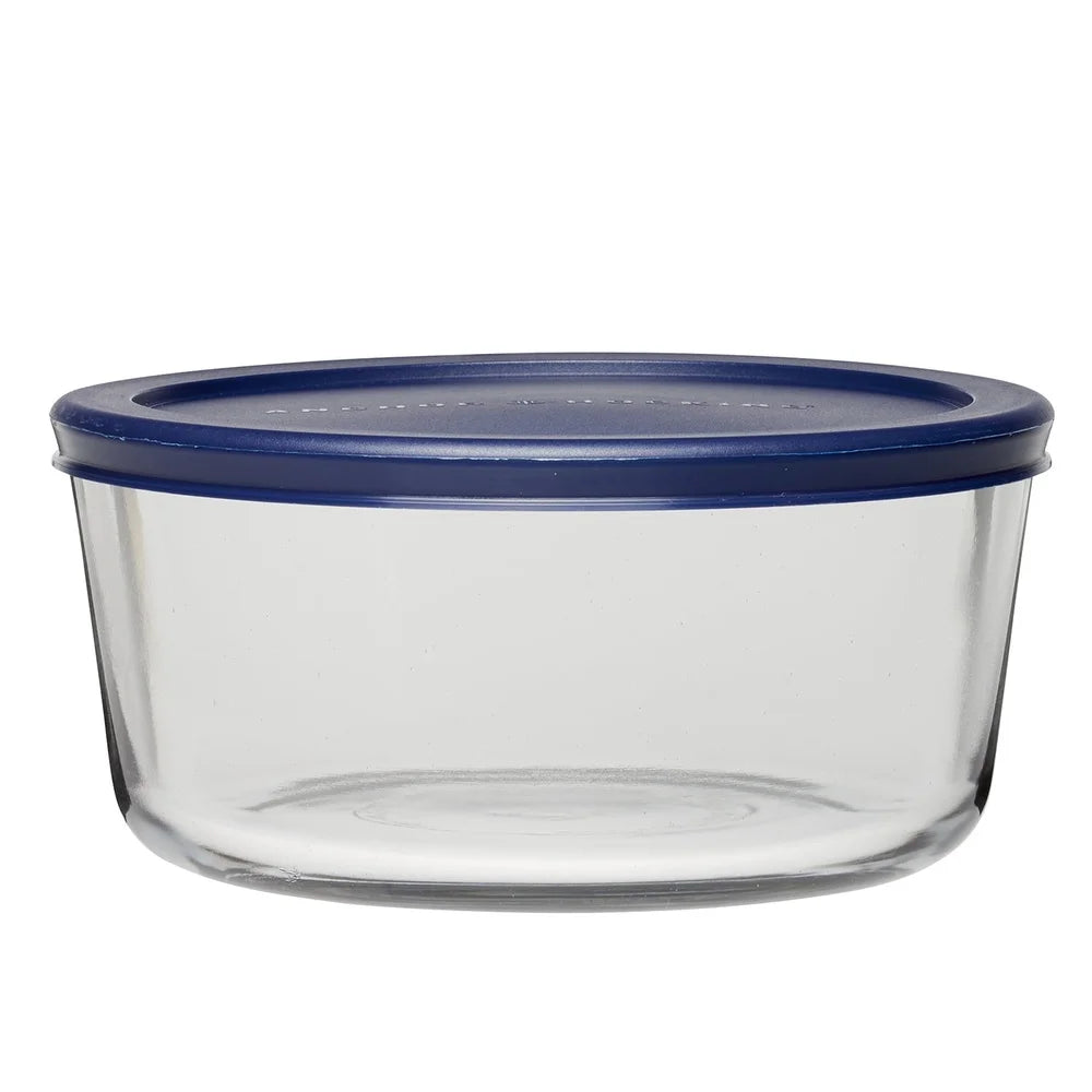 2 Pack 7 Cup Glass Food Storage Containers with SnugFit Lid Microwave Dishwasher Safe Round Kitchen Jars Healthy Durable
