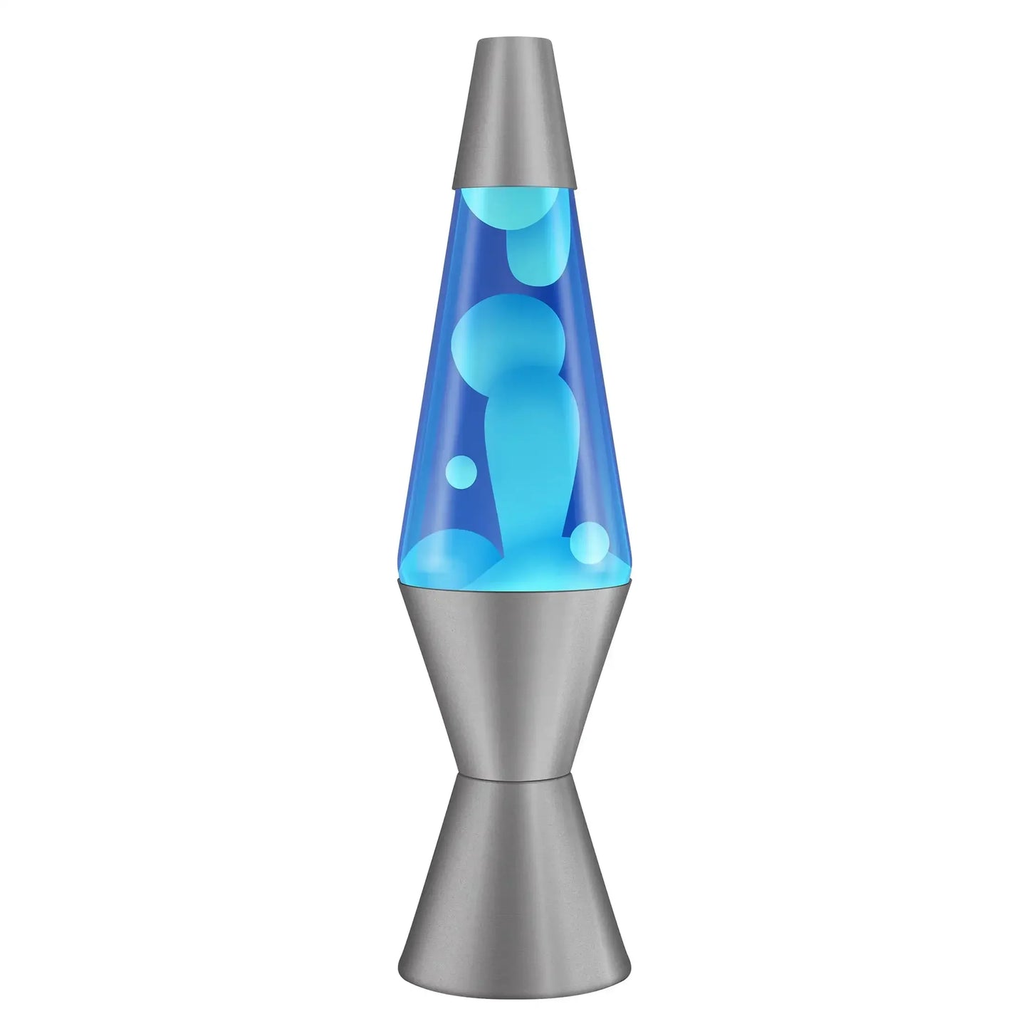 【14.5" White Wax Lava Lamp】Blue Liquid, Silver Base, 25W Bulb. Mood Lighting for Bedroom